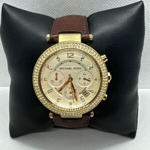Michael Kors MK2249 Women's Brown Leather Gold Analog Dial Quartz Watch JNA626